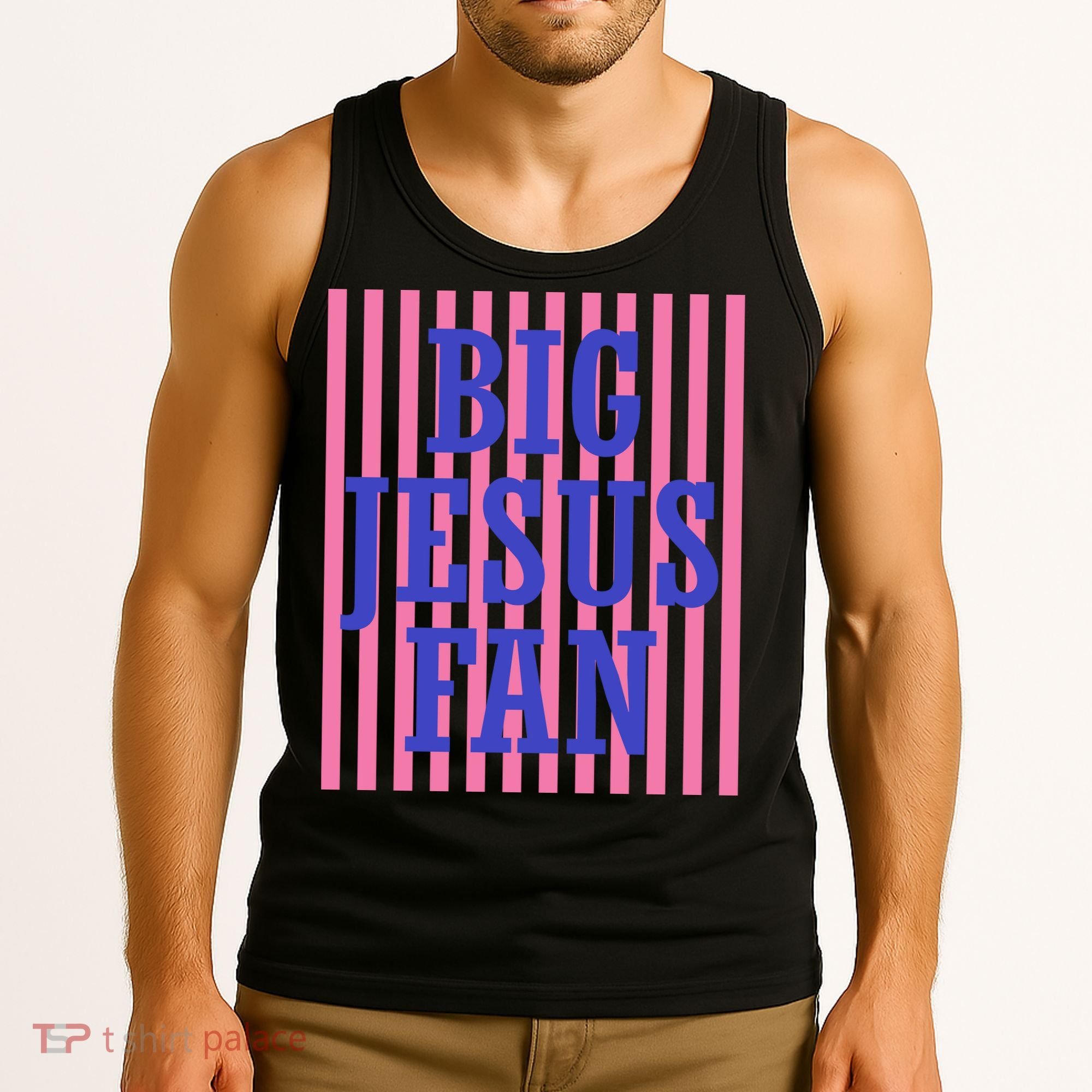 Big Jesus Fan Faith Striped Tank Top