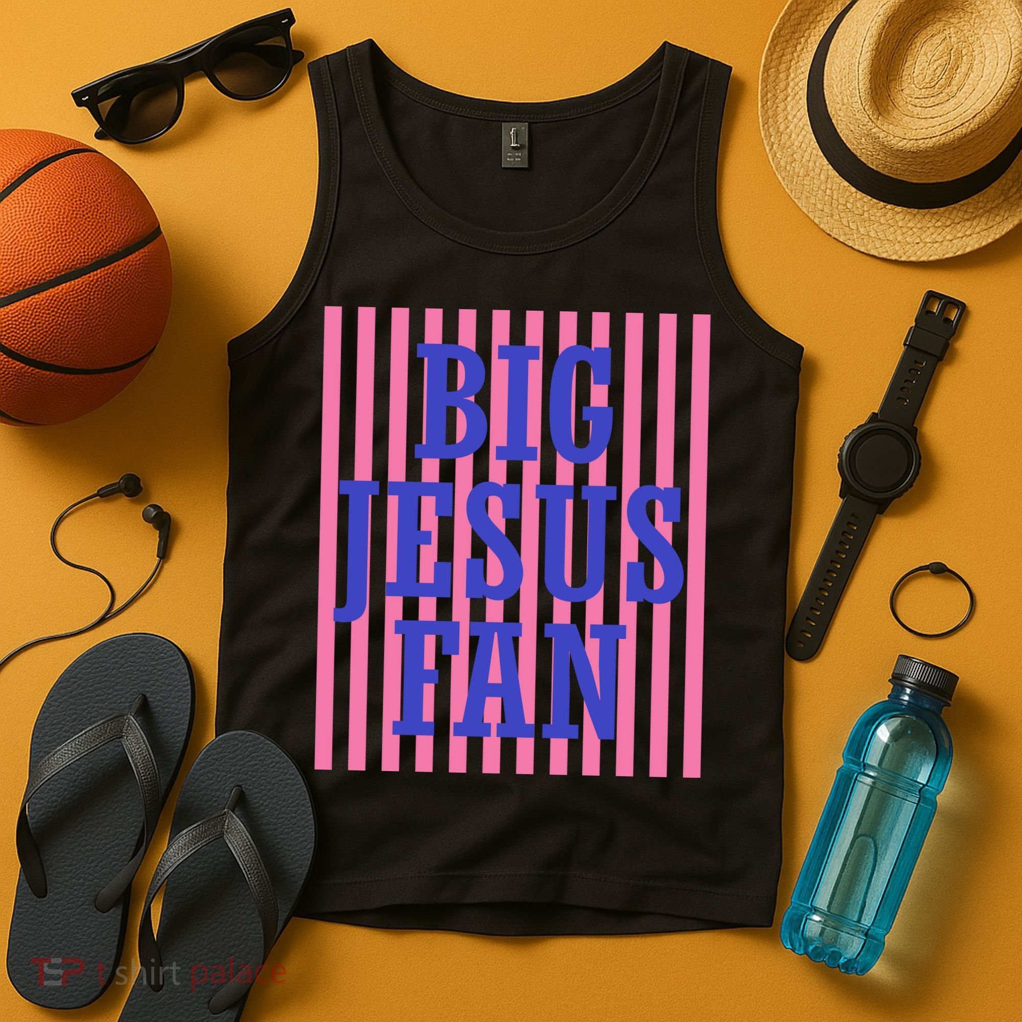 Big Jesus Fan Faith Striped Tank Top