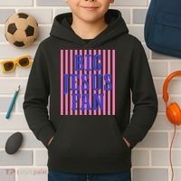 Big Jesus Fan Faith Striped Kids Hoodie thumb 2