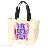 Big Jesus Fan Faith Striped Tote Bag thumb 3