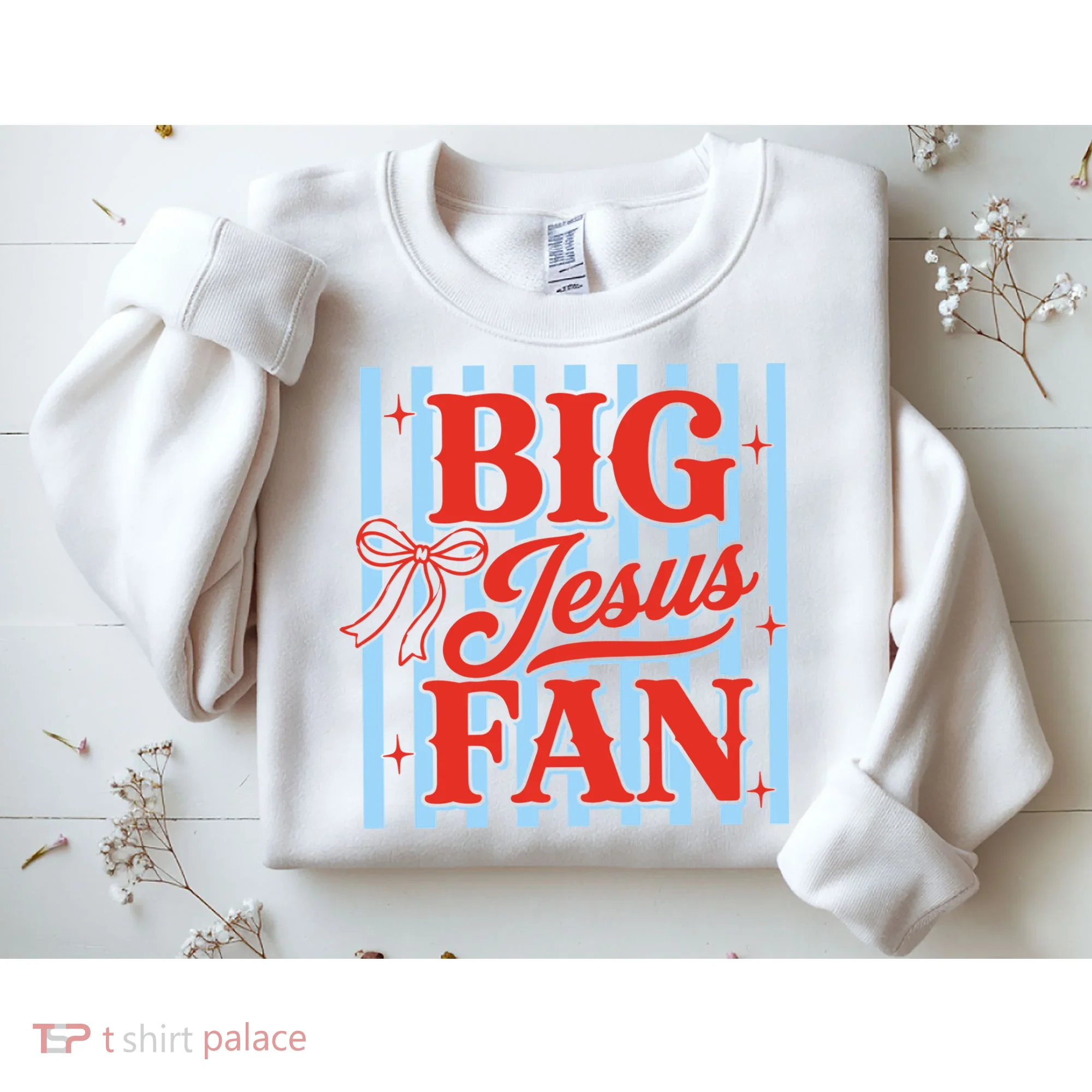 Big Jesus Fan Retro Striped Sweatshirt