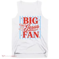 Big Jesus Fan Retro Striped Tank Top thumb 0