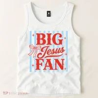 Big Jesus Fan Retro Striped Tank Top thumb 2