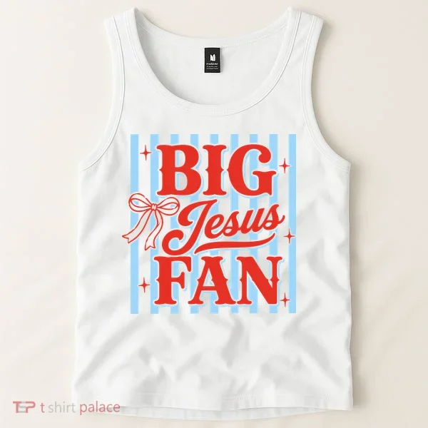 Big Jesus Fan Retro Striped Tank Top