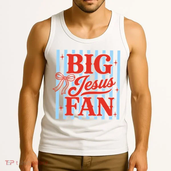 Big Jesus Fan Retro Striped Tank Top
