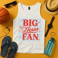 Big Jesus Fan Retro Striped Tank Top thumb 4