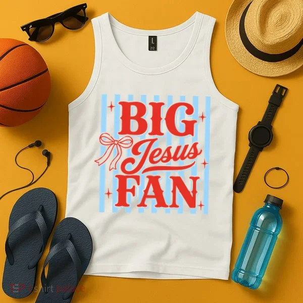 Big Jesus Fan Retro Striped Tank Top
