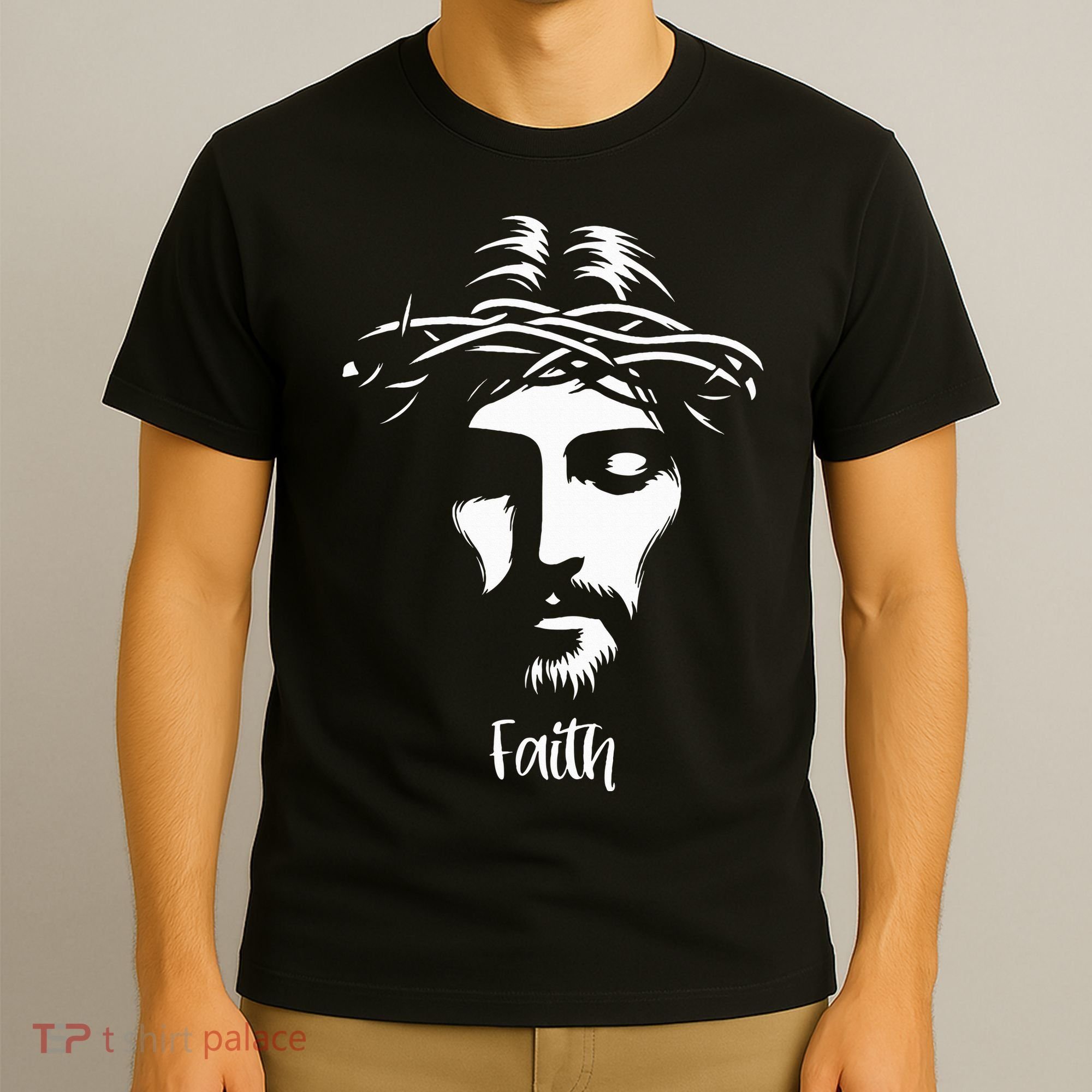 Beautiful Jesus Face Crown Of Thorns Christian Faith Peace T-Shirt