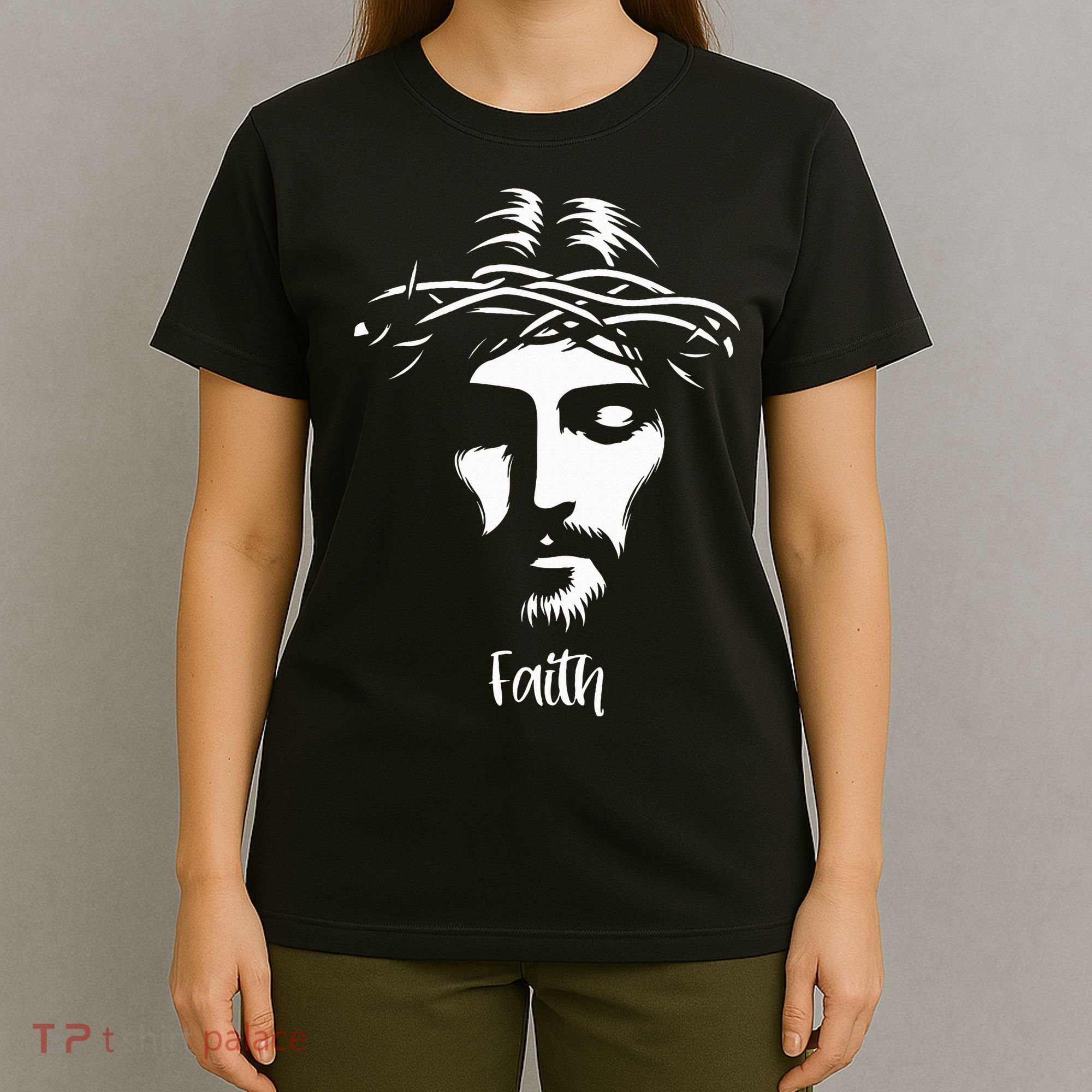 Beautiful Jesus Face Crown Of Thorns Christian Faith Peace T-Shirt