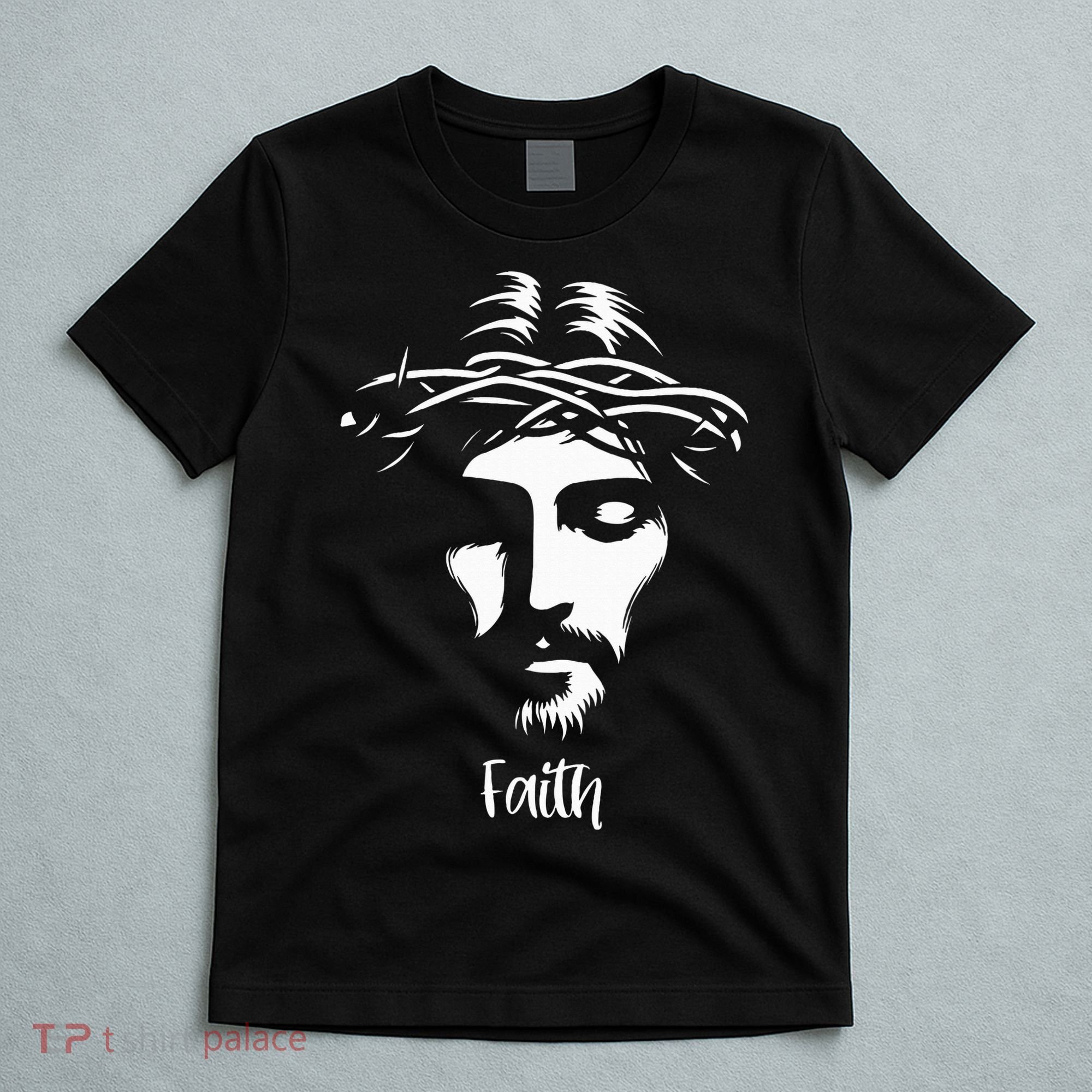Beautiful Jesus Face Crown Of Thorns Christian Faith Peace T-Shirt