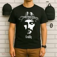 Beautiful Jesus Face Crown Of Thorns Christian Faith Peace T-Shirt thumb 6