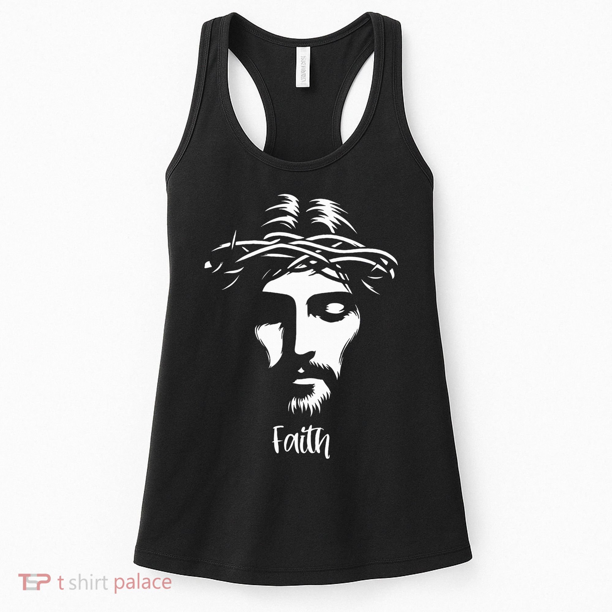 Beautiful Jesus Face Crown Of Thorns Christian Faith Peace Women's Tank Top