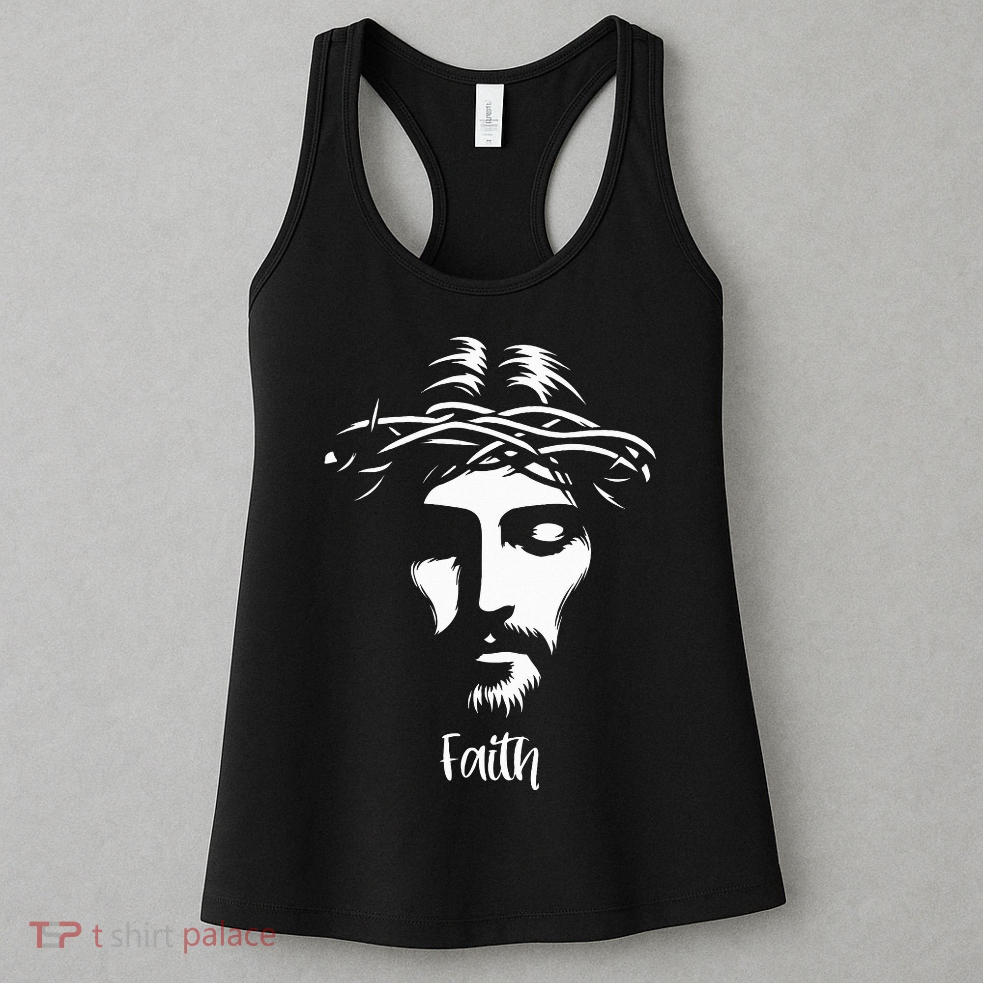 Beautiful Jesus Face Crown Of Thorns Christian Faith Peace Women's Tank Top