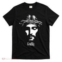 Beautiful Jesus Face Crown Of Thorns Christian Faith Peace T-Shirt thumb 0