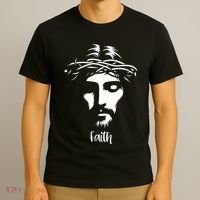 Beautiful Jesus Face Crown Of Thorns Christian Faith Peace T-Shirt thumb 3