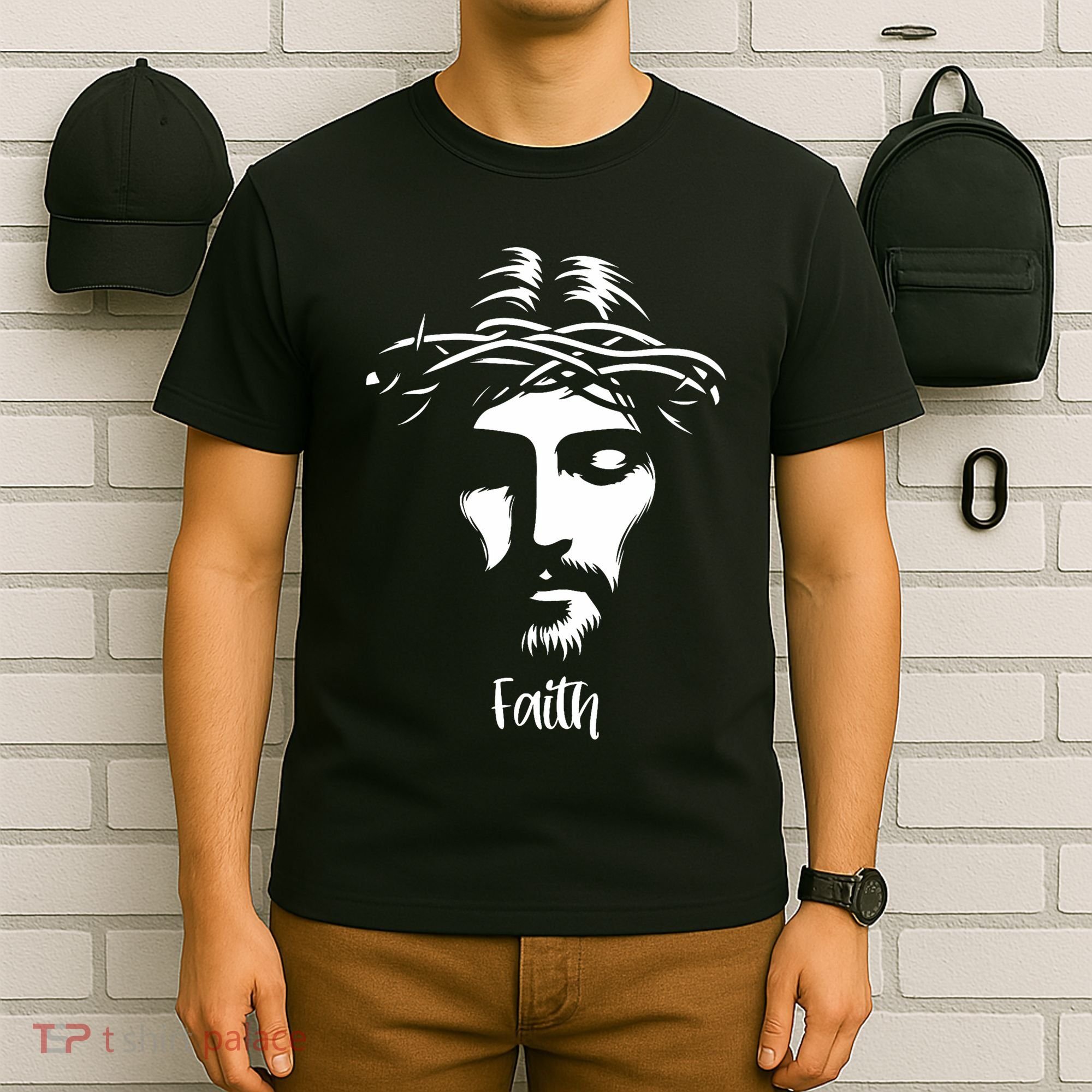 Beautiful Jesus Face Crown Of Thorns Christian Faith Peace T-Shirt