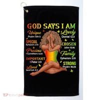 Black Juneteenth God Says I Am African History Golf Towel thumb 0