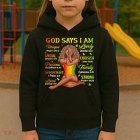Black Juneteenth God Says I Am African History Kids Hoodie thumb 3
