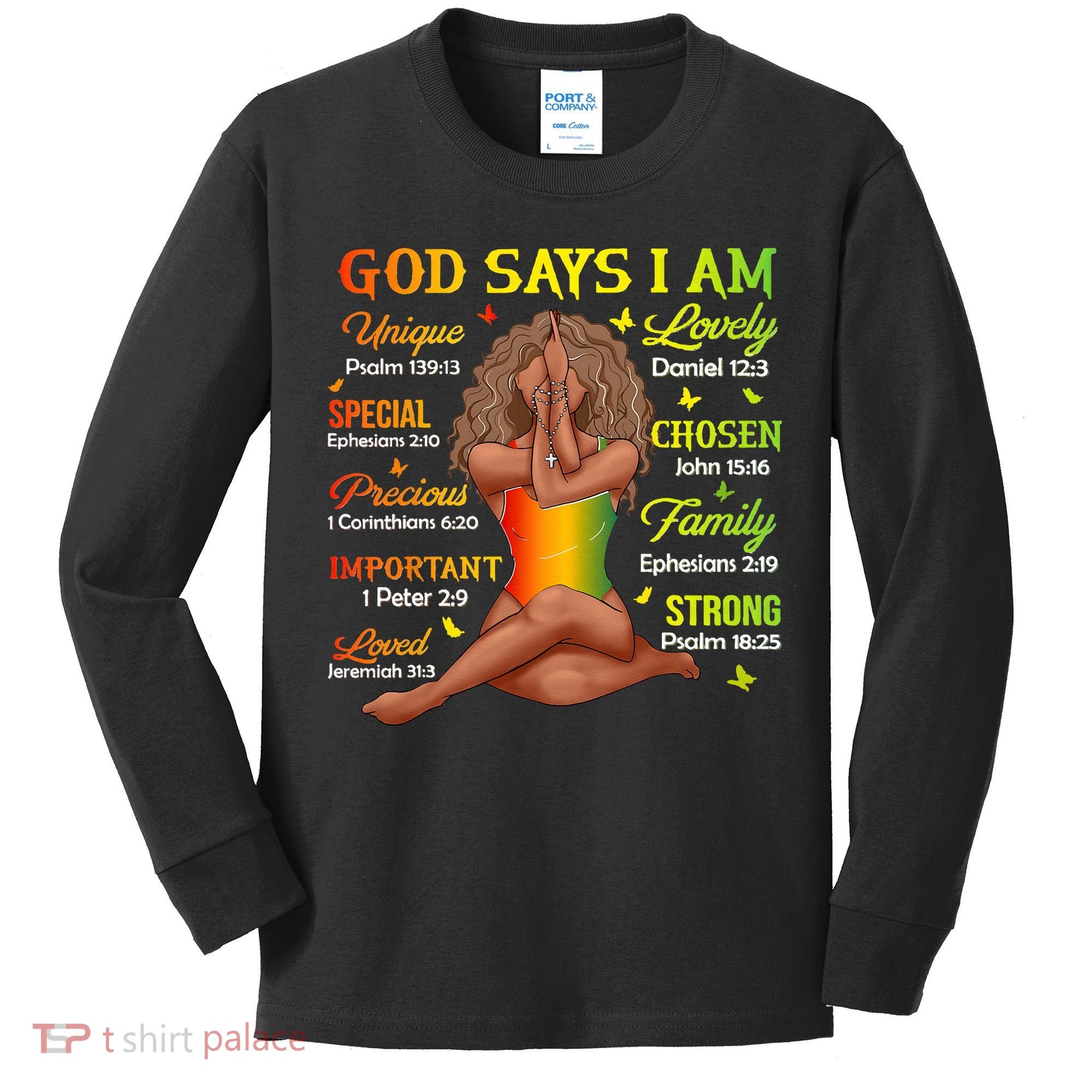 Black Juneteenth God Says I Am African History Kids Long Sleeve Shirt