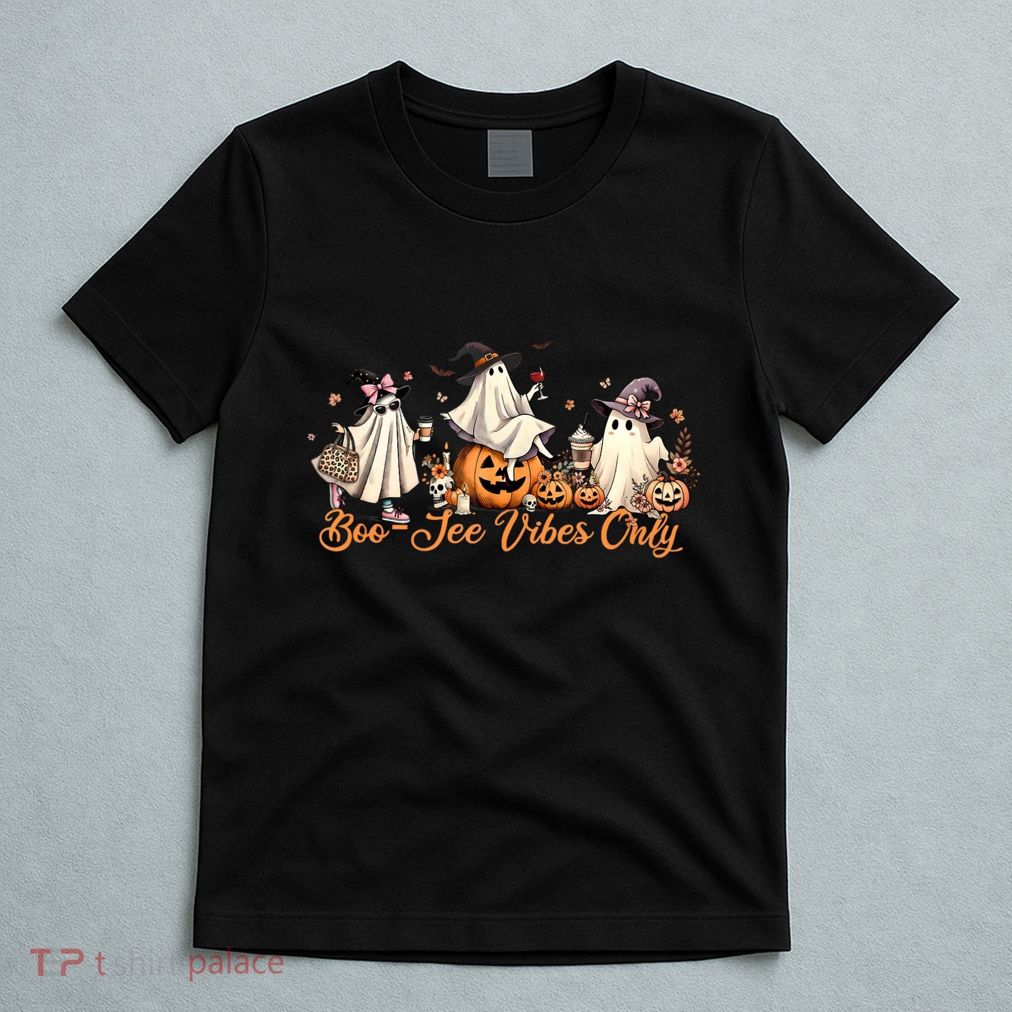 Boo Jee Ghost Ice Coffee Coquette Bow Halloween Women Girl T-Shirt