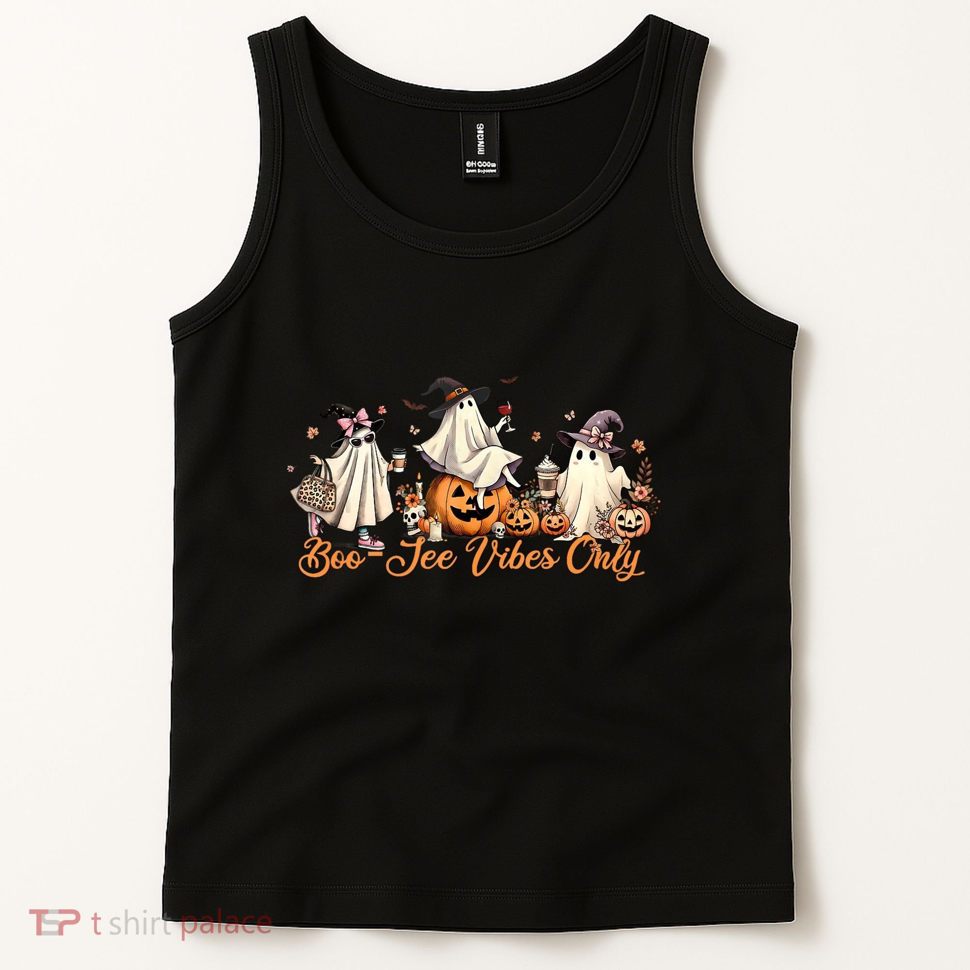Boo Jee Ghost Ice Coffee Coquette Bow Halloween Women Girl Tank Top