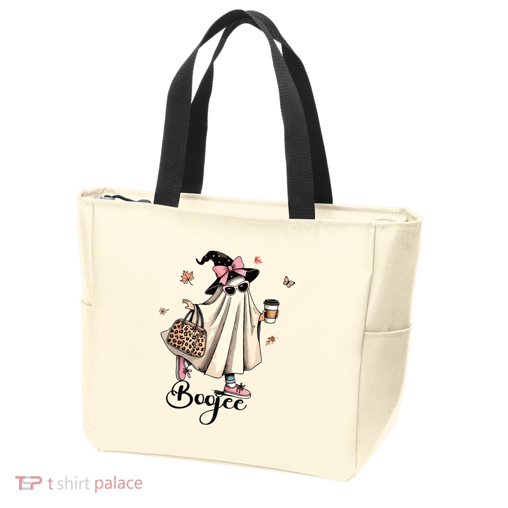 Boo Jee Ghost Ice Coffee Coquette Bow Halloween Women Girl Tote Bag