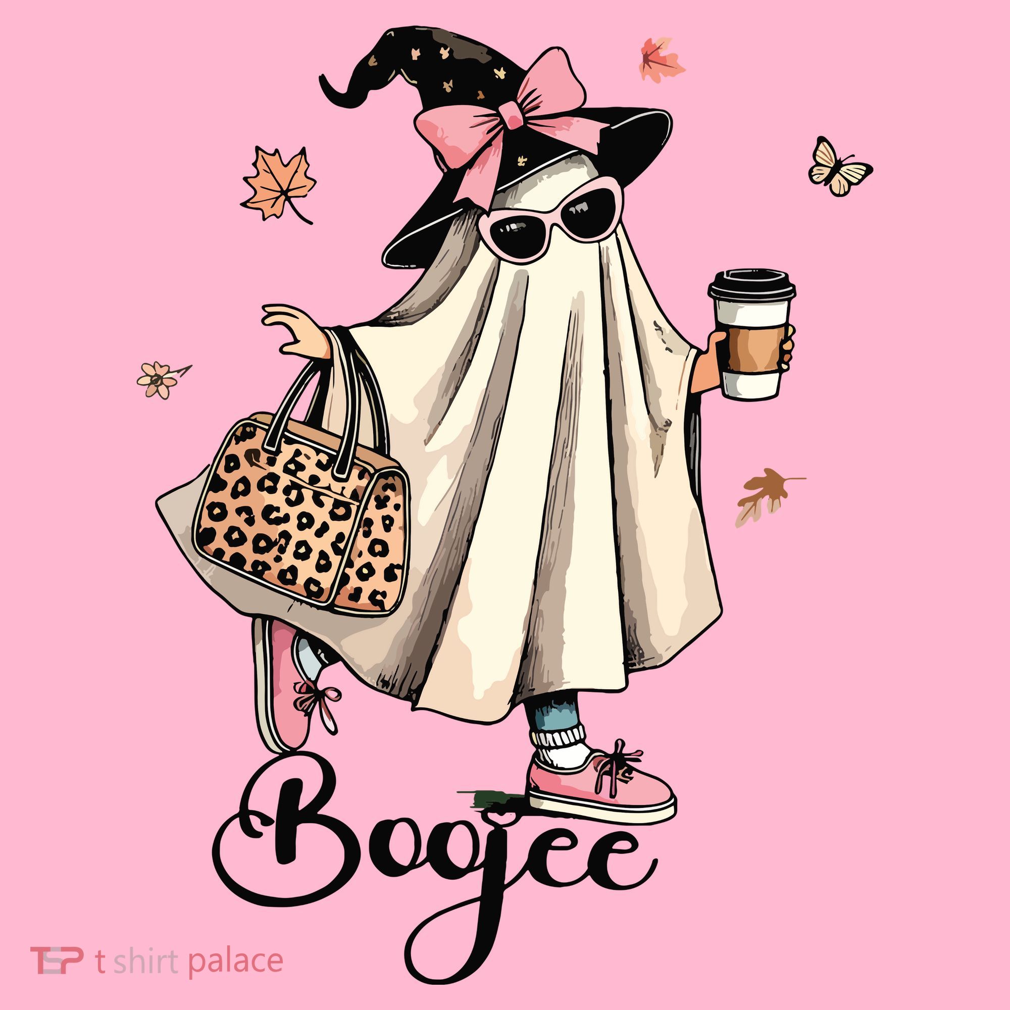 Boo Jee Ghost Ice Coffee Coquette Bow Halloween Women Girl Coaster