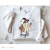 Boo Jee Ghost Ice Coffee Coquette Bow Halloween Women Girl Sweatshirt thumb 2