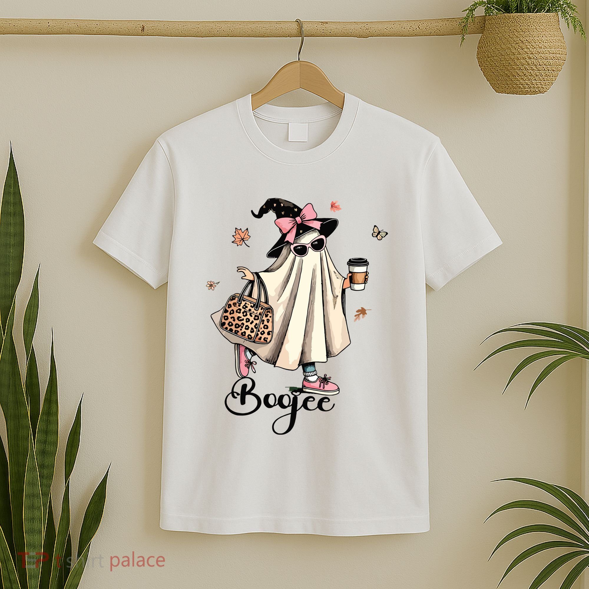 Boo Jee Ghost Ice Coffee Coquette Bow Halloween Women Girl T-Shirt
