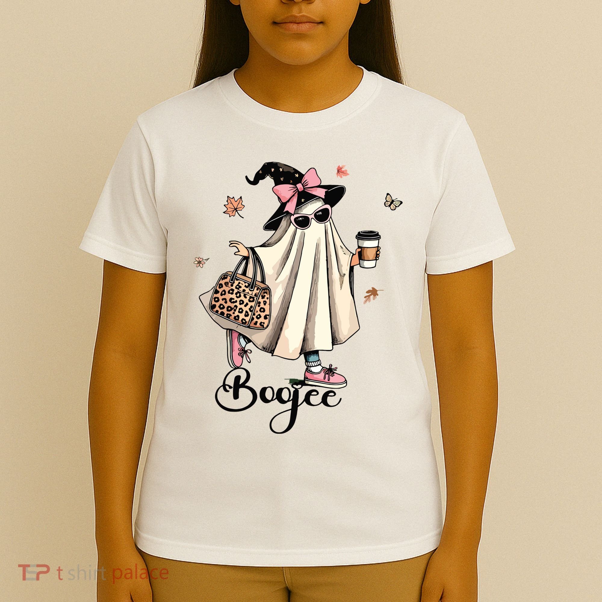 Boo Jee Ghost Ice Coffee Coquette Bow Halloween Women Girl T-Shirt
