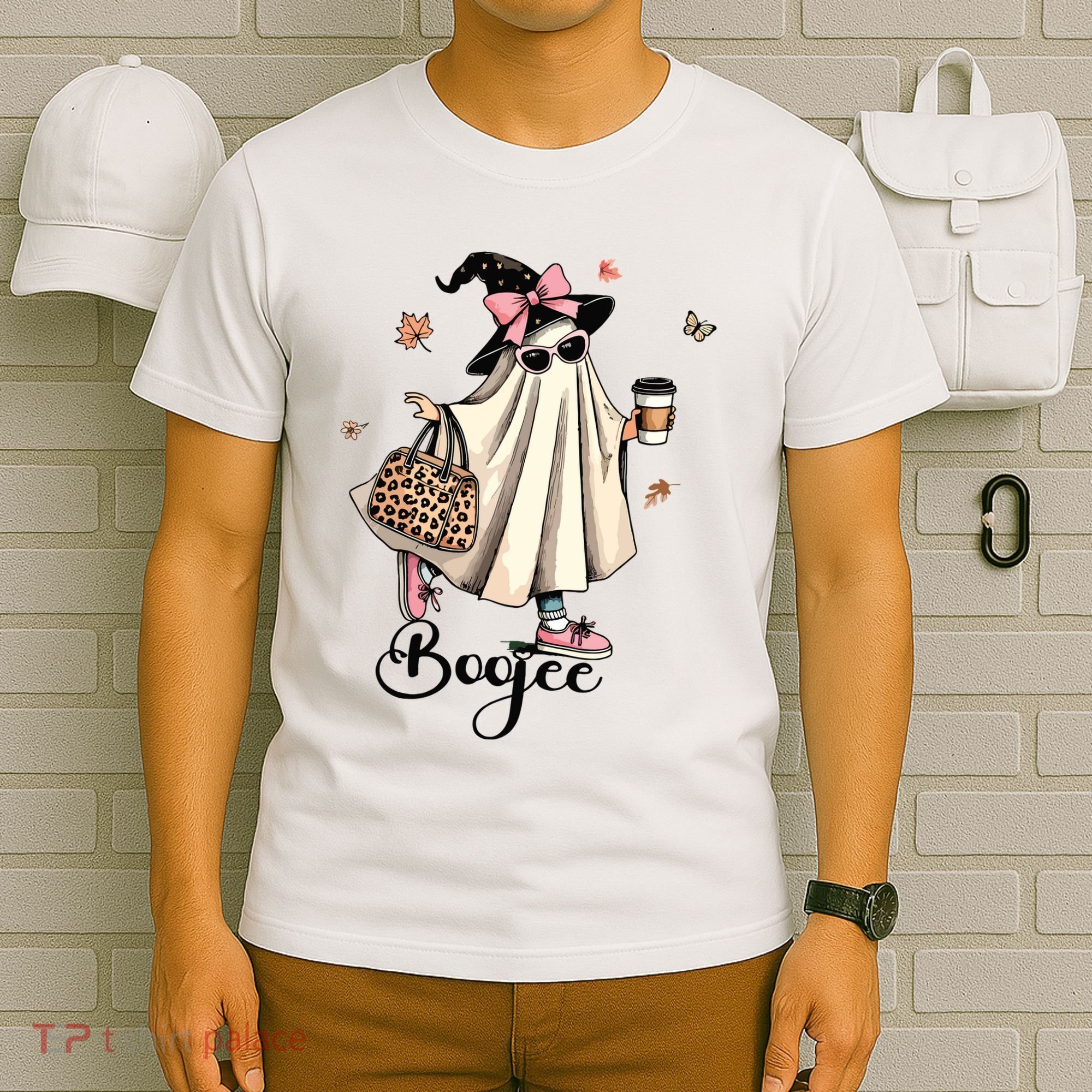 Boo Jee Ghost Ice Coffee Coquette Bow Halloween Women Girl T-Shirt