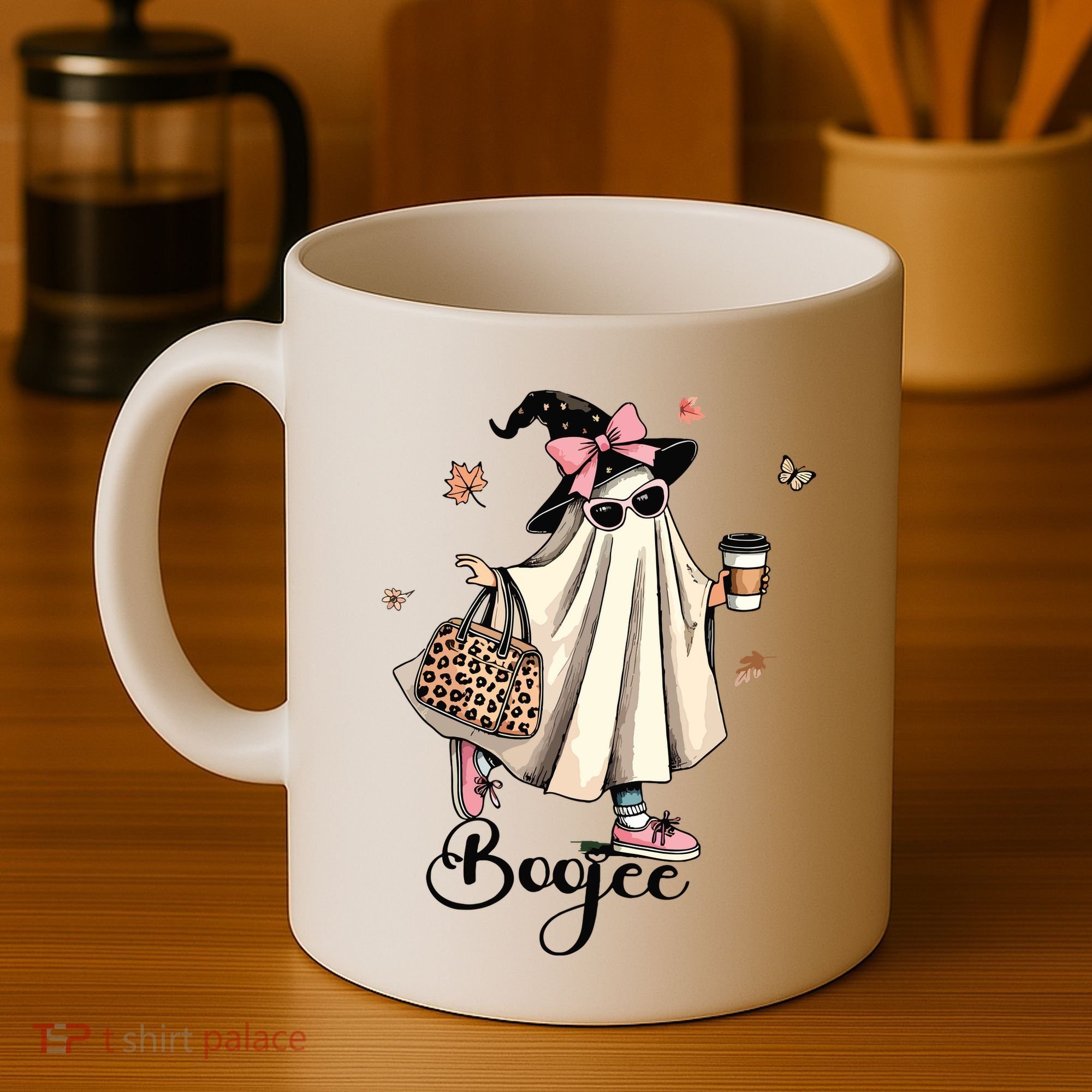Boo Jee Ghost Ice Coffee Coquette Bow Halloween Women Girl Coffee Mug