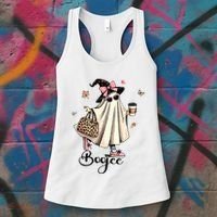Boo Jee Ghost Ice Coffee Coquette Bow Halloween Women Girl Women's Tank Top thumb 3