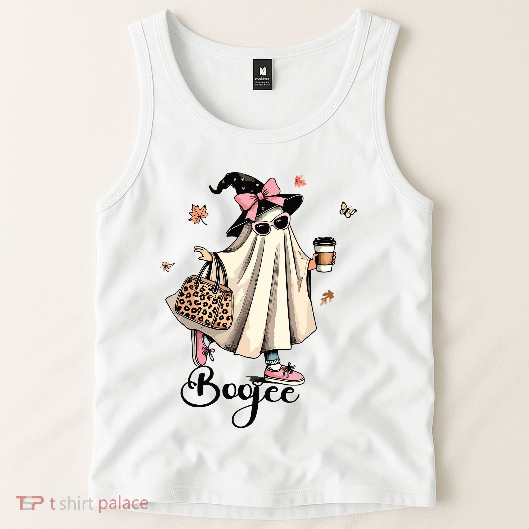 Boo Jee Ghost Ice Coffee Coquette Bow Halloween Women Girl Tank Top