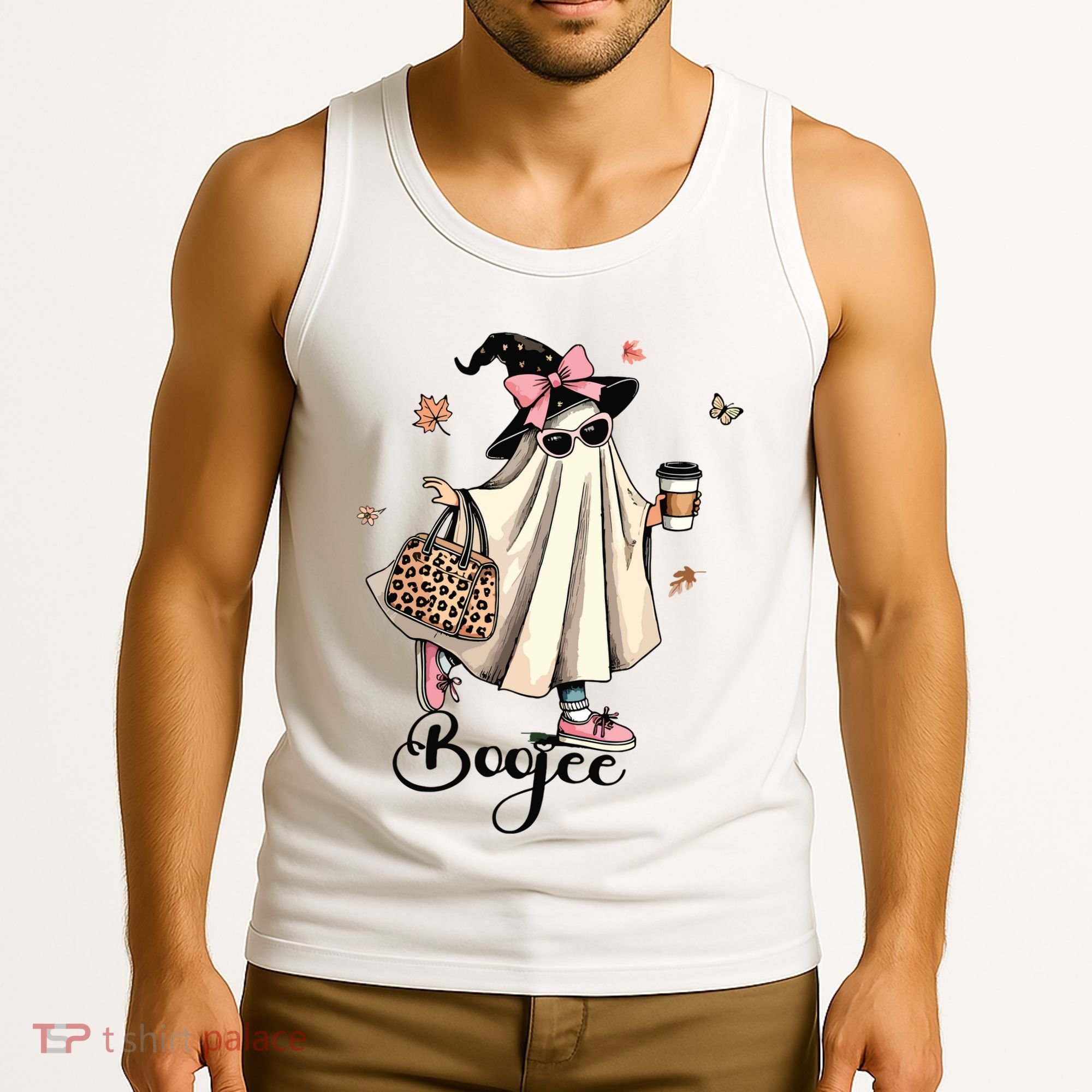 Boo Jee Ghost Ice Coffee Coquette Bow Halloween Women Girl Tank Top