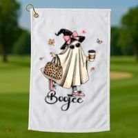 Boo Jee Ghost Ice Coffee Coquette Bow Halloween Women Girl Golf Towel thumb 1