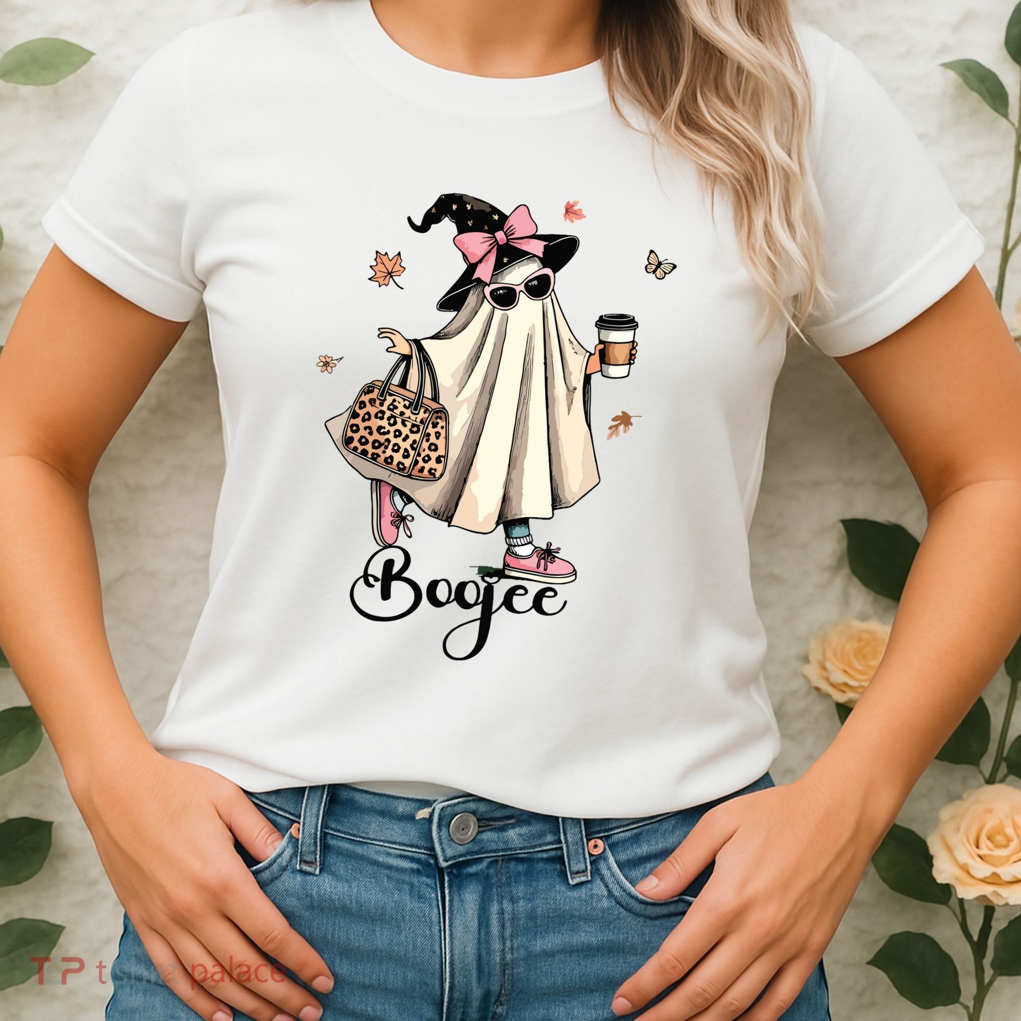 Boo Jee Ghost Ice Coffee Coquette Bow Halloween Women Girl Women's T-Shirt
