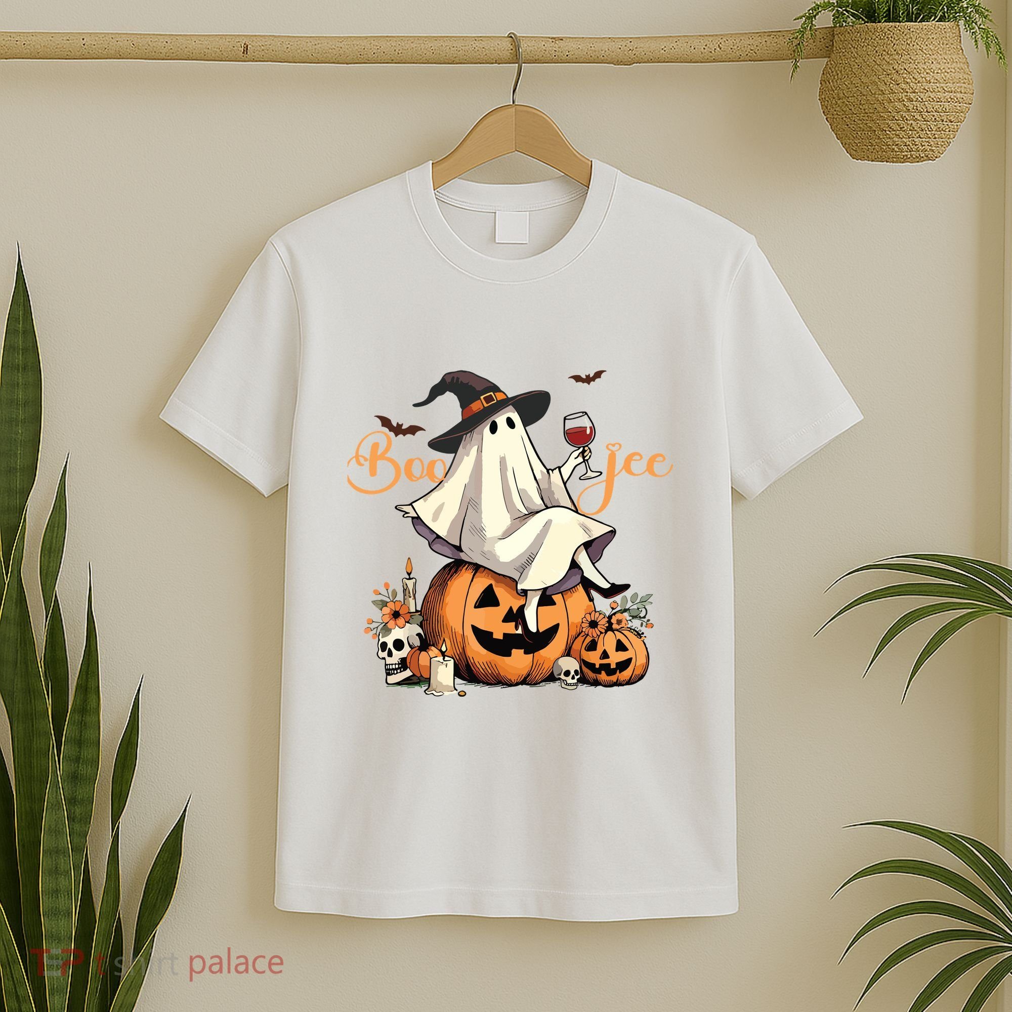 Boo Jee Ghost Ice Coffee Coquette Bow Halloween Women Girl T-Shirt