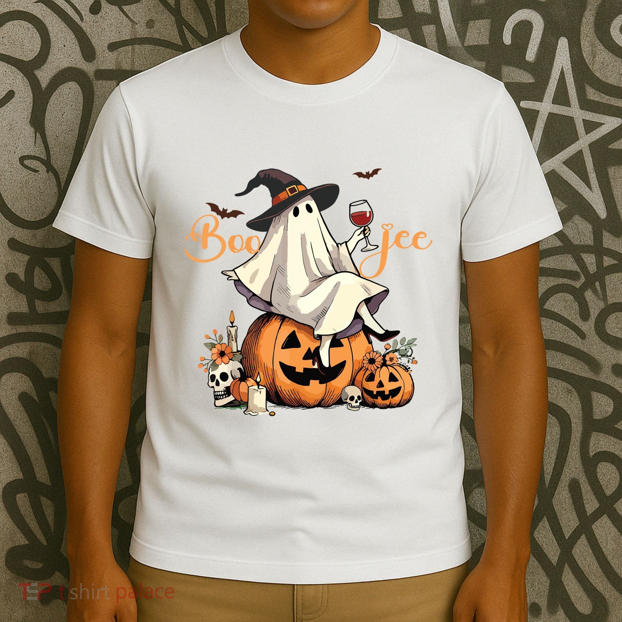 Boo Jee Ghost Ice Coffee Coquette Bow Halloween Women Girl T-Shirt