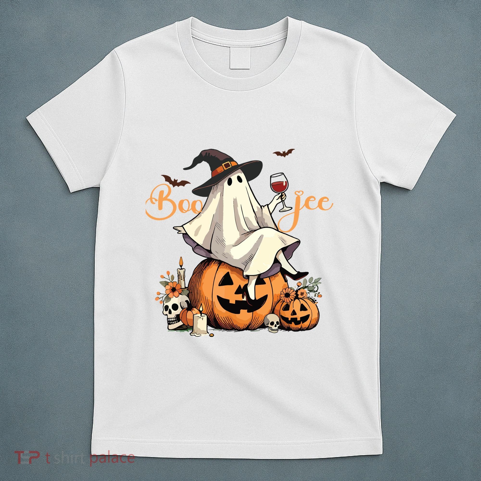 Boo Jee Ghost Ice Coffee Coquette Bow Halloween Women Girl T-Shirt