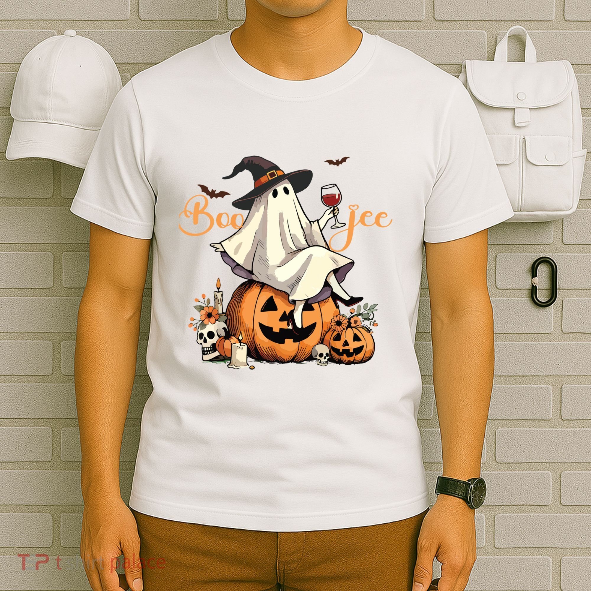 Boo Jee Ghost Ice Coffee Coquette Bow Halloween Women Girl T-Shirt