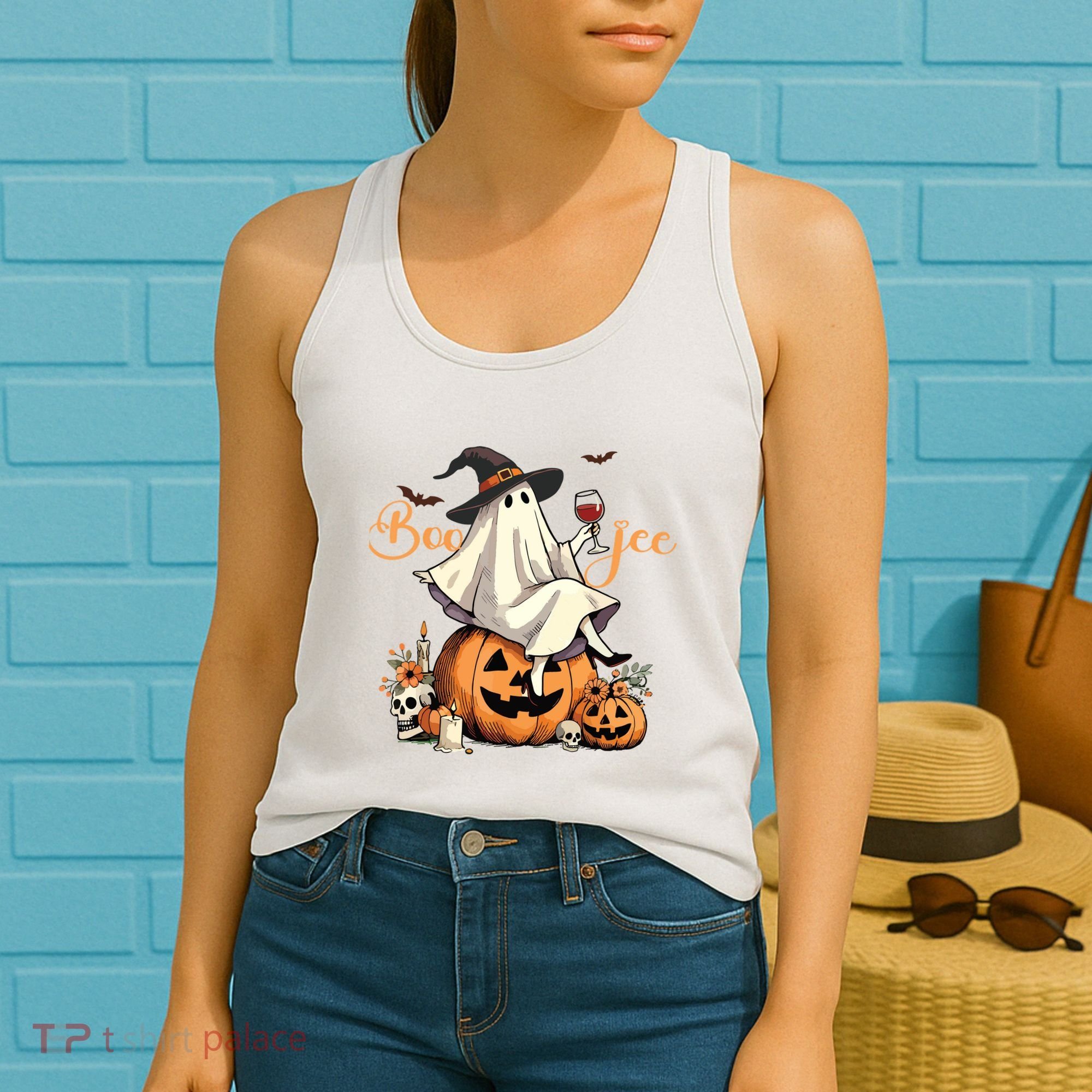 Boo Jee Ghost Ice Coffee Coquette Bow Halloween Women Girl Women's Tank Top
