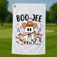 Boo Jee Ghost Funny Halloween Golf Towel thumb 1
