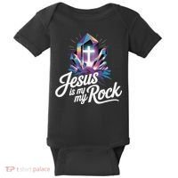 Biblical Jesus Is My Rock Christian Baby Bodysuit thumb 0