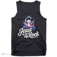 Biblical Jesus Is My Rock Christian Tank Top thumb 0
