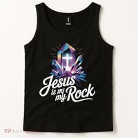 Biblical Jesus Is My Rock Christian Tank Top thumb 2