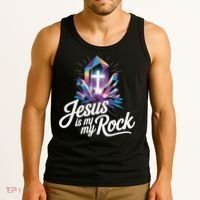 Biblical Jesus Is My Rock Christian Tank Top thumb 3