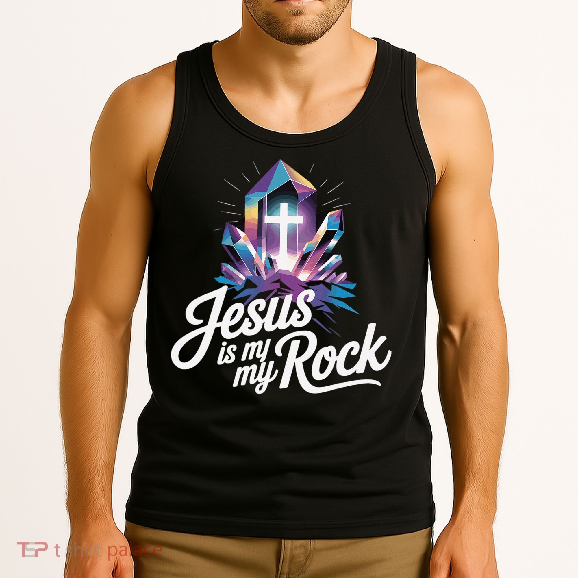 Biblical Jesus Is My Rock Christian Tank Top