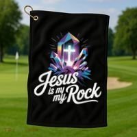 Biblical Jesus Is My Rock Christian Golf Towel thumb 1