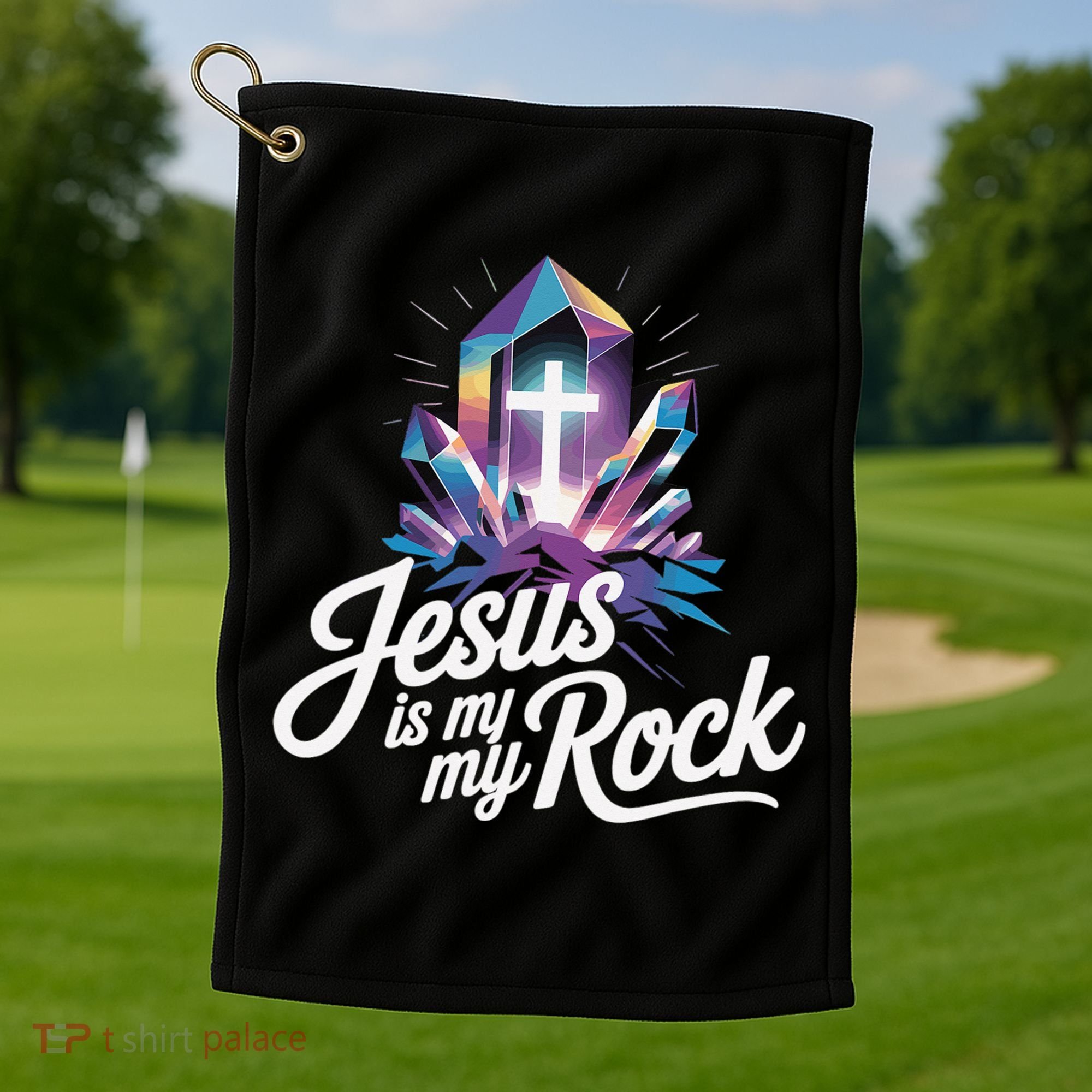 Biblical Jesus Is My Rock Christian Golf Towel